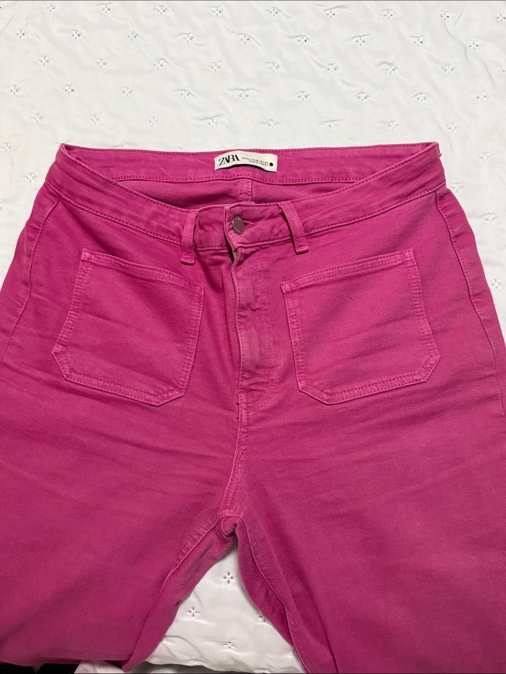Zara Fuchsia High-Rise Straight Jeans - Picture 3 of 4